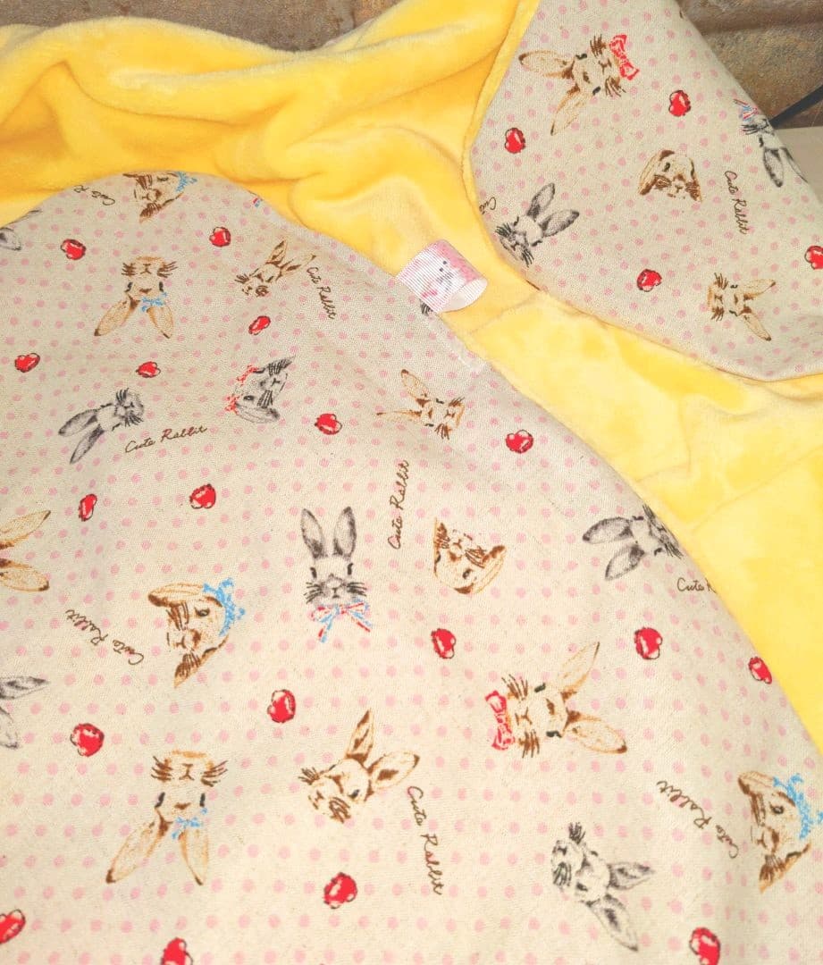 専用♥感謝特価♥みかん♥暖かボア×コットンリネン★特大ブランケット⭐うさぎ