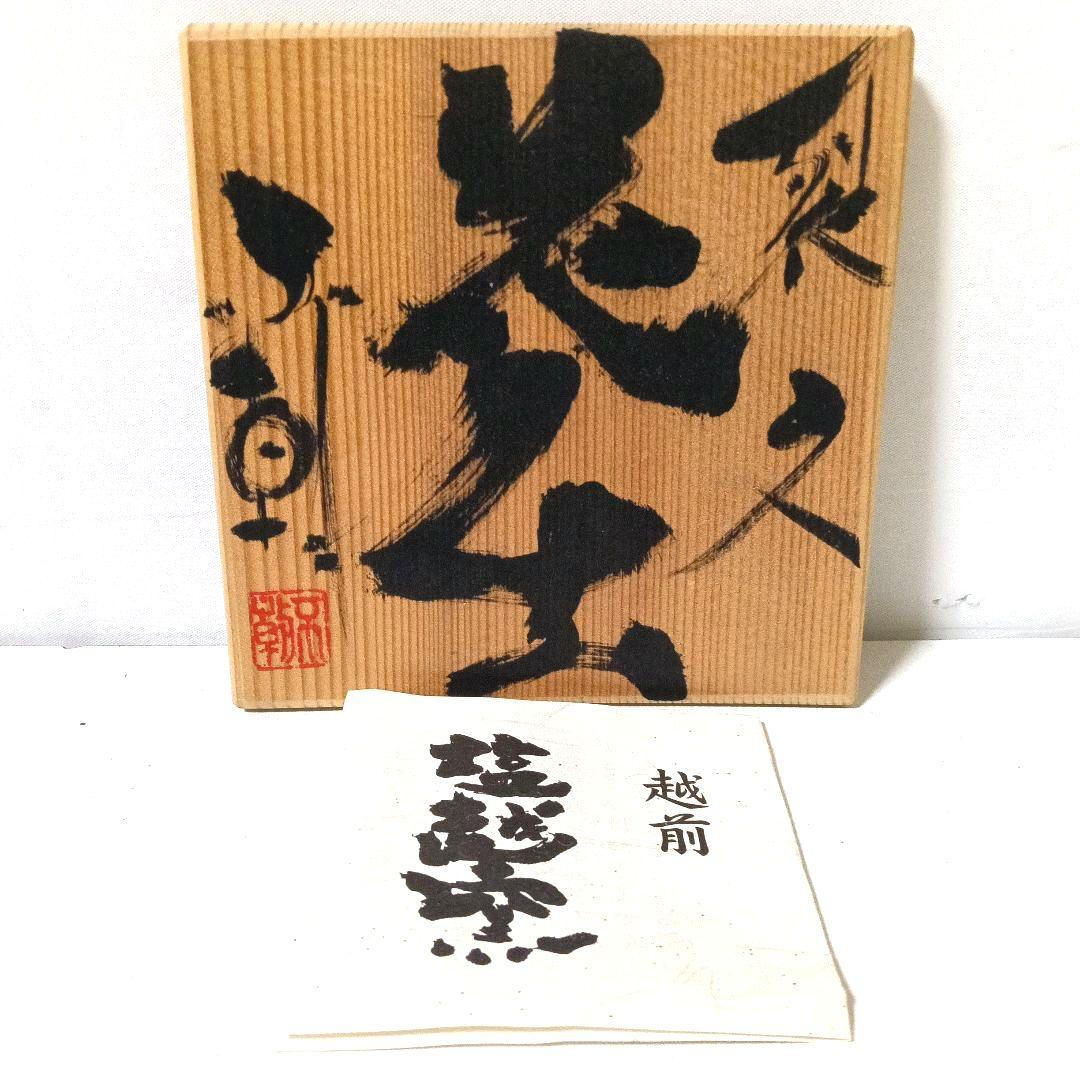 越前焼 塩越窯 白越不朝 裂久 花瓶 花生 花入 花器 共箱 共布 栞