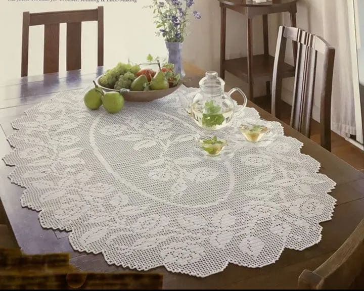 ✿レース編み(生成り色)バラ楕円*