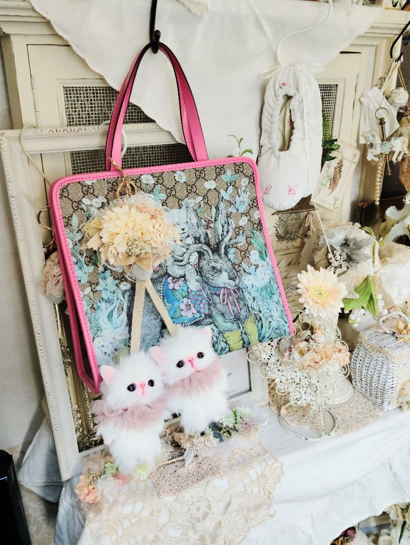 お出かけ♡双子子猫ちゃんのバッグチャーム♡ストラップ♡ぬいぐるみ♡