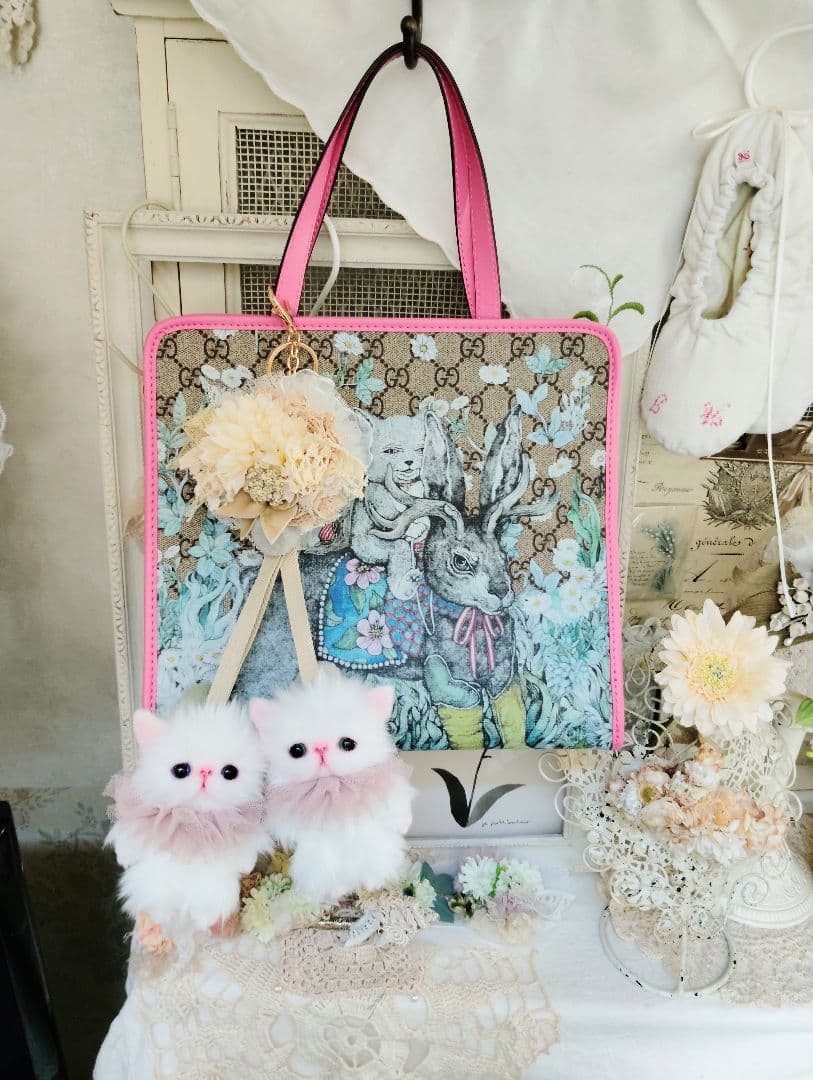 お出かけ♡双子子猫ちゃんのバッグチャーム♡ストラップ♡ぬいぐるみ♡