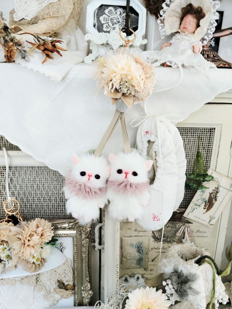 お出かけ♡双子子猫ちゃんのバッグチャーム♡ストラップ♡ぬいぐるみ♡