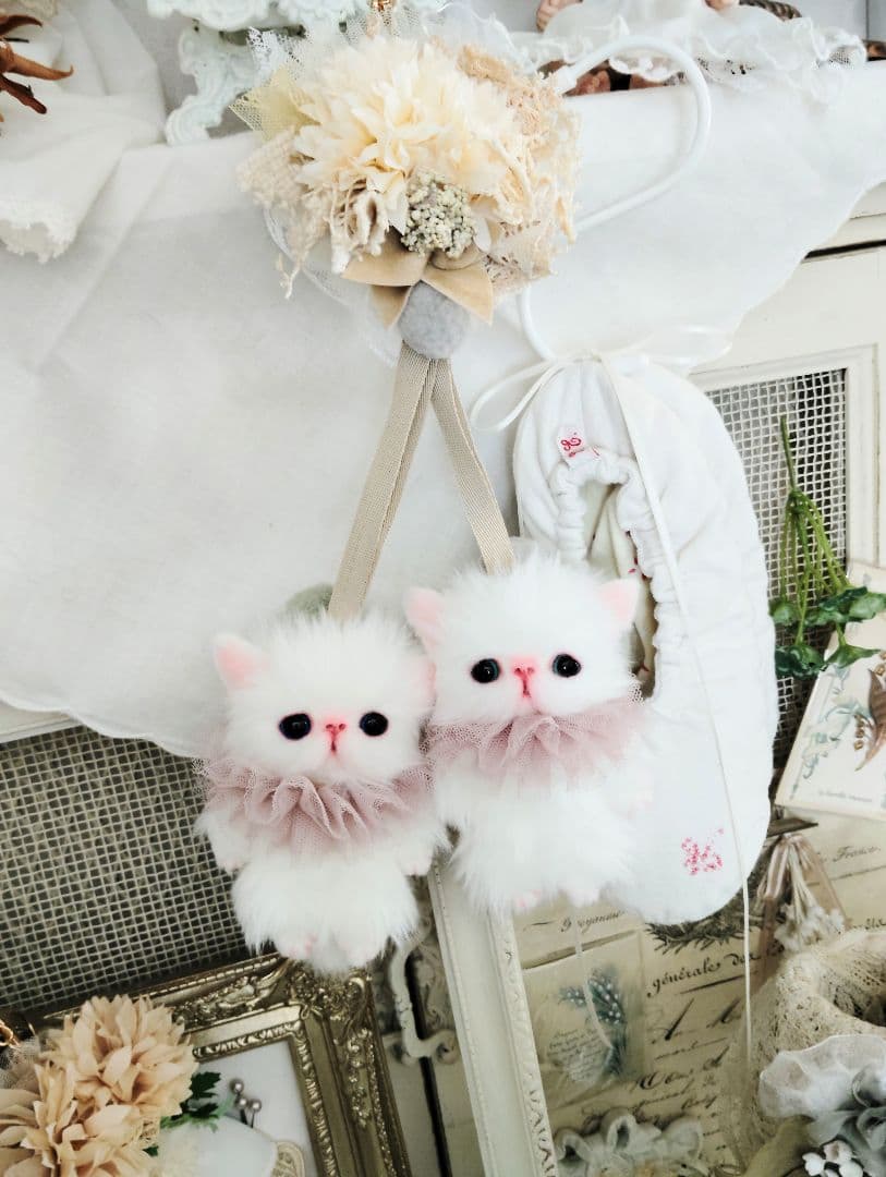 お出かけ♡双子子猫ちゃんのバッグチャーム♡ストラップ♡ぬいぐるみ♡