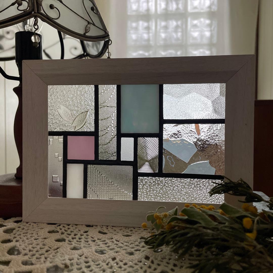 ステンドグラス　パネル　モザイクアート　春うらら