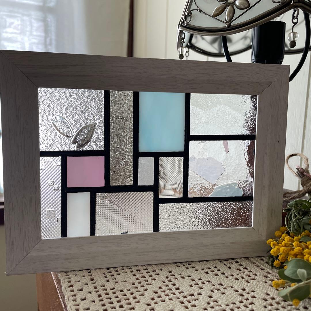 ステンドグラス　パネル　モザイクアート　春うらら