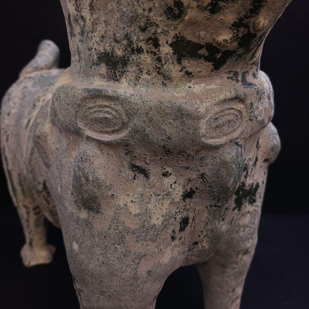 Y2952-1 中国 漢代 緑釉犬 置物 高さ34㎝