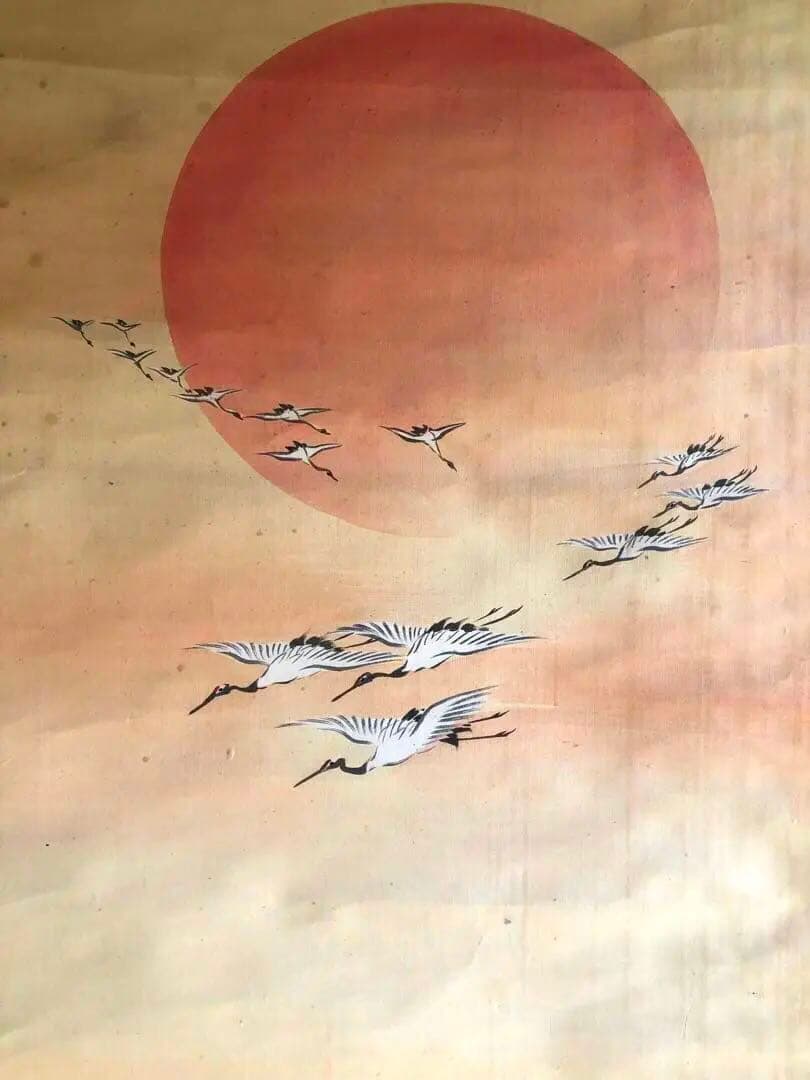 江戸時代 掛軸（吉村孝敬）鶴之図（骨董/古美術）