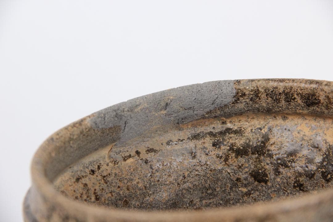 須恵器 長頸壺 波文 広口 壺 焼き締め 花瓶 新羅　高麗 箱付 ED11-25