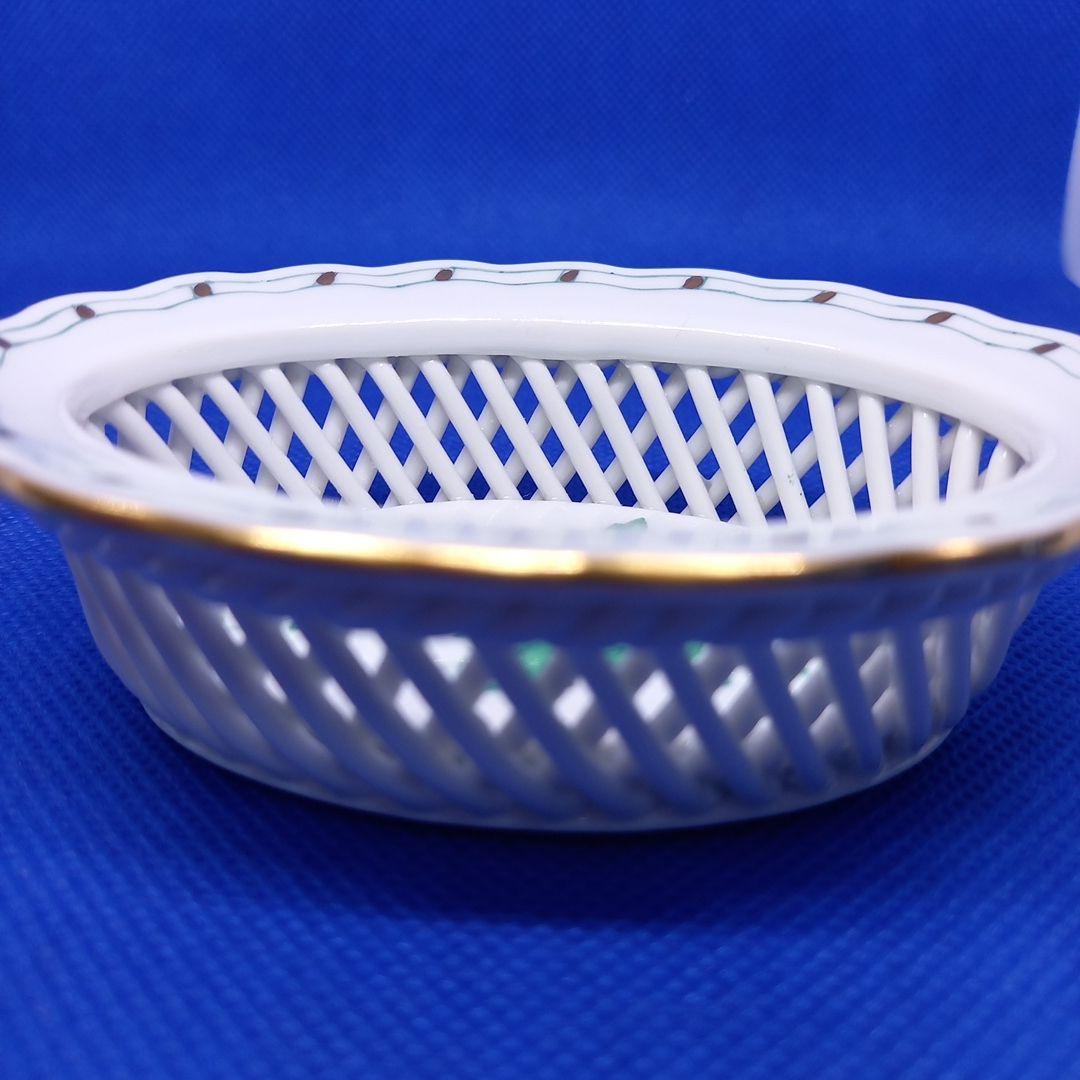 ヘレンド　ヌードルワーク　ミニバスケット「アポニーグリーン」