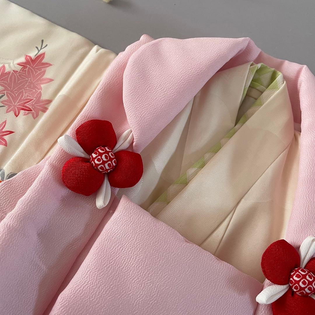 七五三　３歳　正絹　お着物セット　被布コーデ