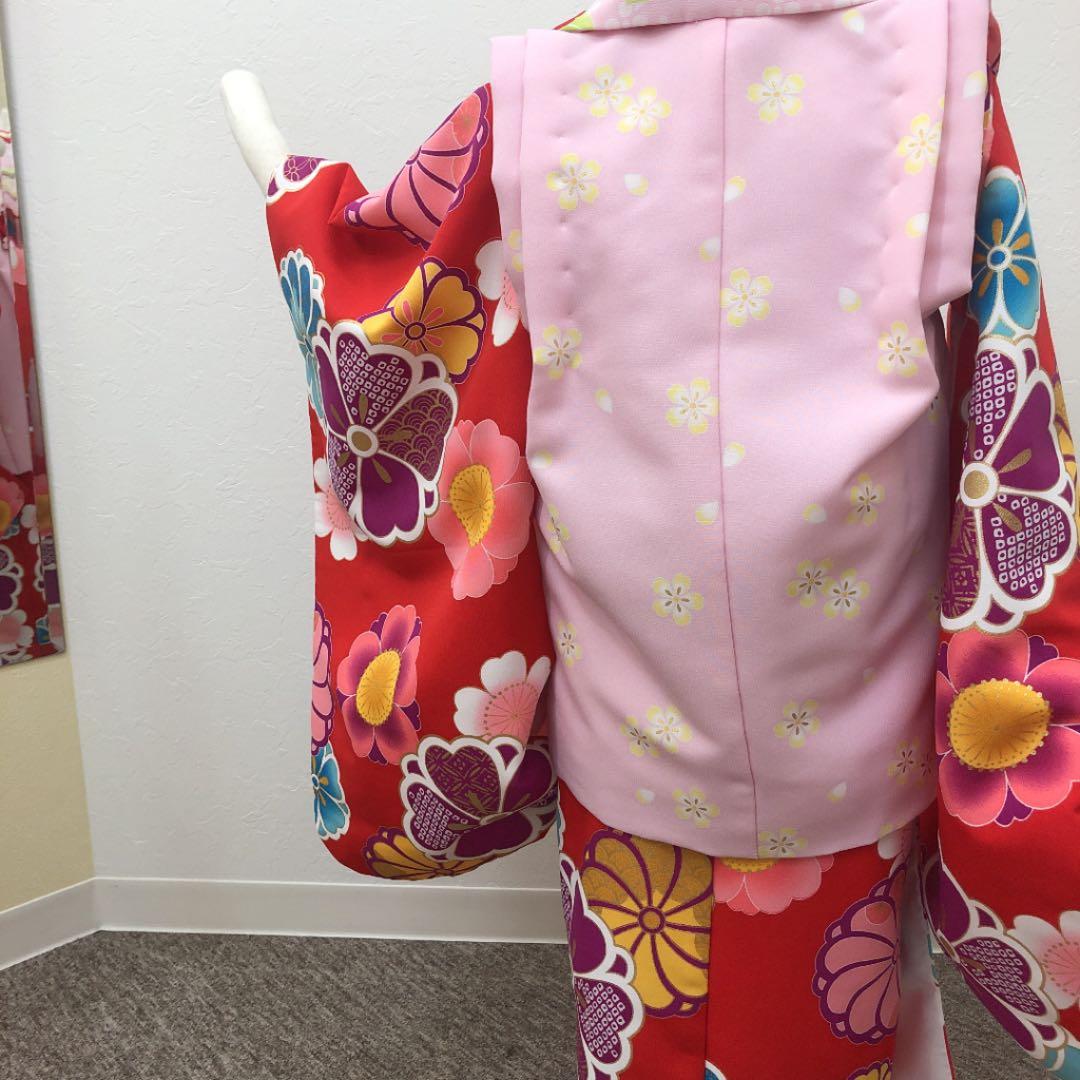 七五三 3歳(100cm)被布 ブランド着物(花わらべ) 赤色