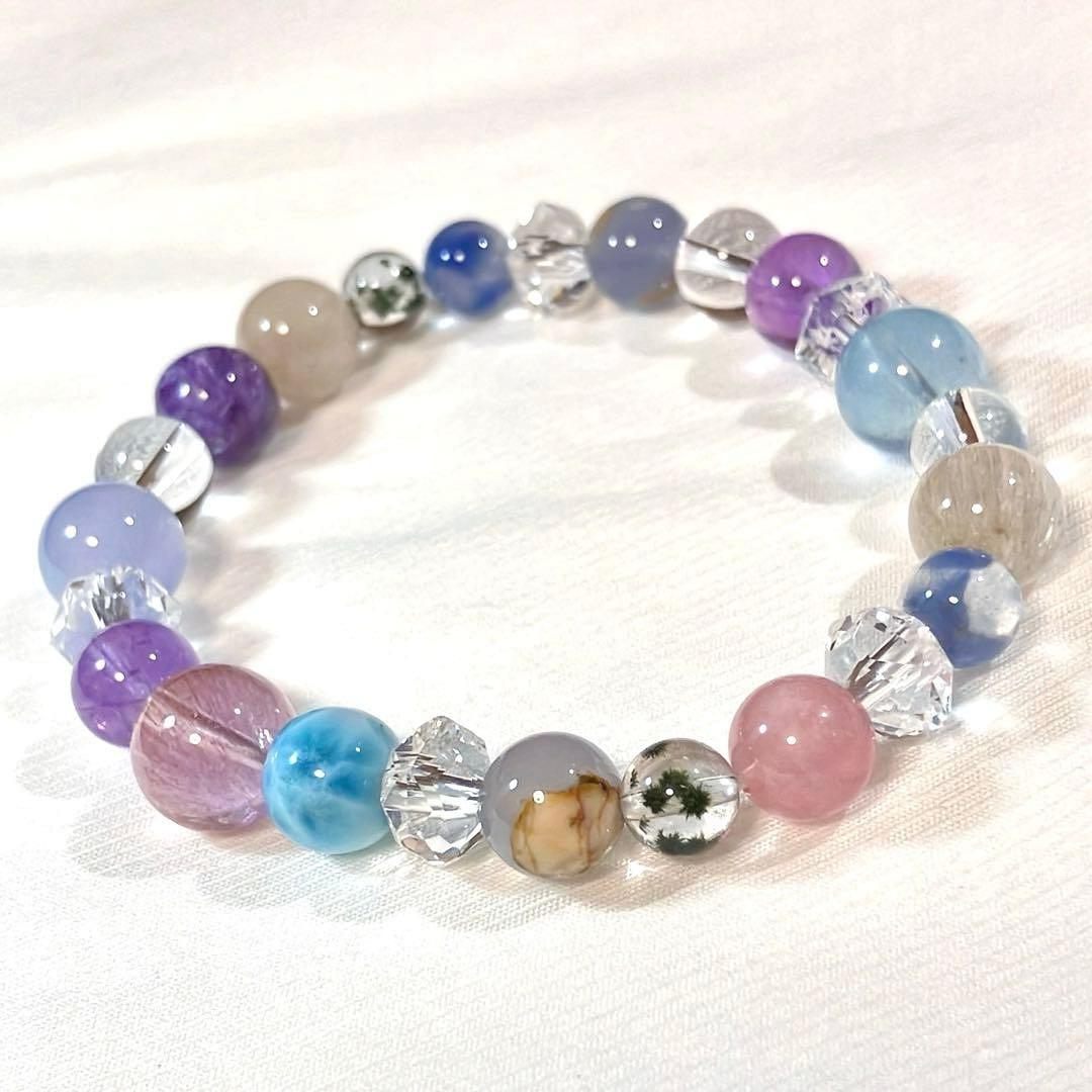 高品質 オリジナル 天然石 ブレスレット ラリマー チャロアイト マリモ水晶