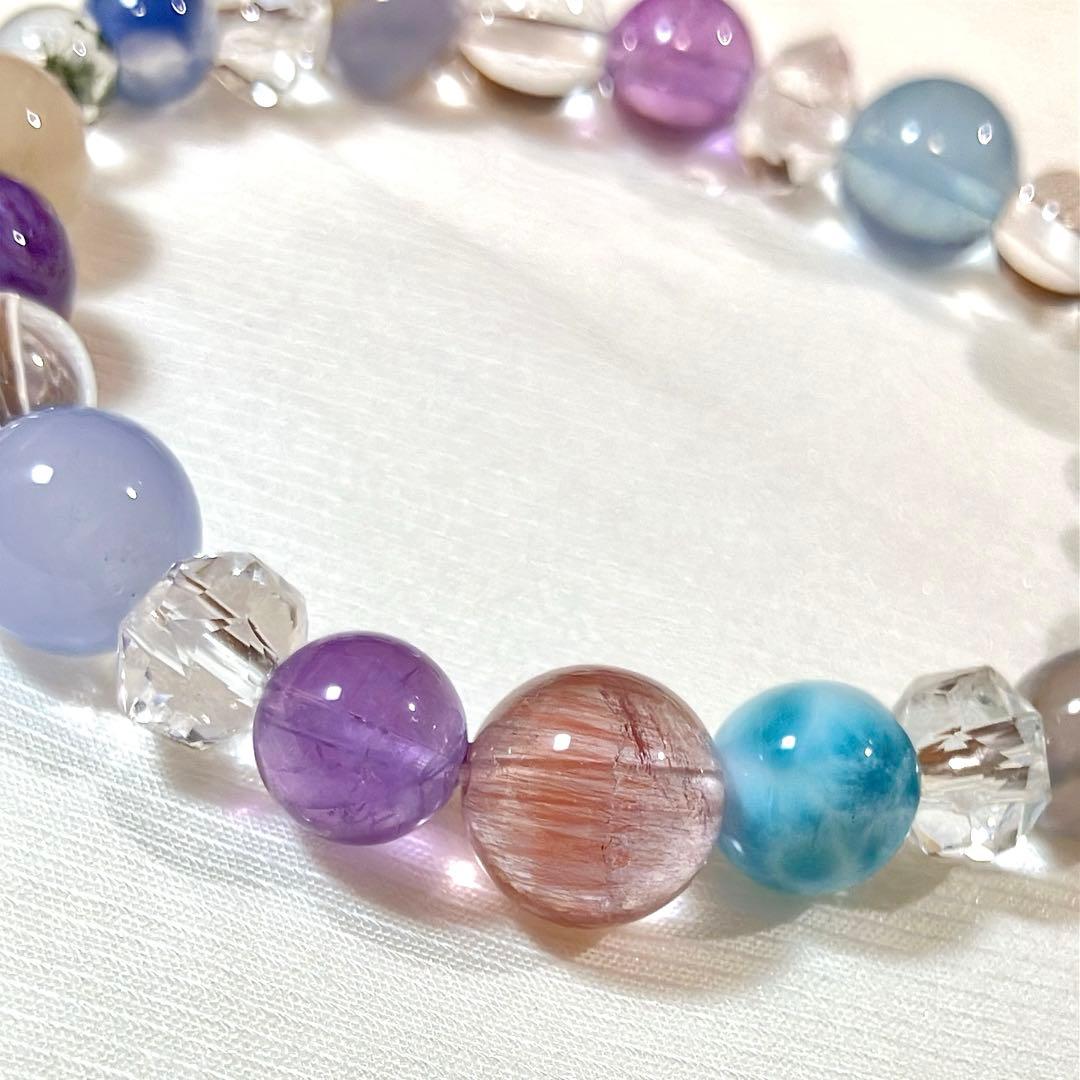 高品質 オリジナル 天然石 ブレスレット ラリマー チャロアイト マリモ水晶