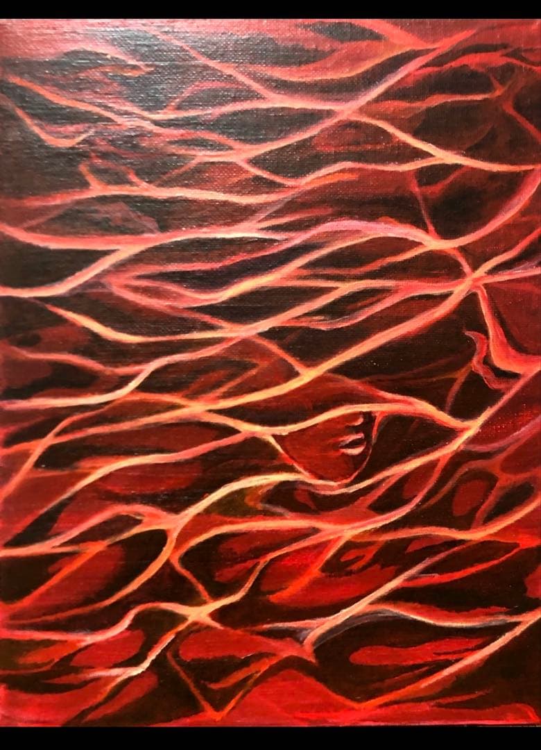 【原画・複製なし】抽象画　アクリル画 中型　F3号　蠢く感情