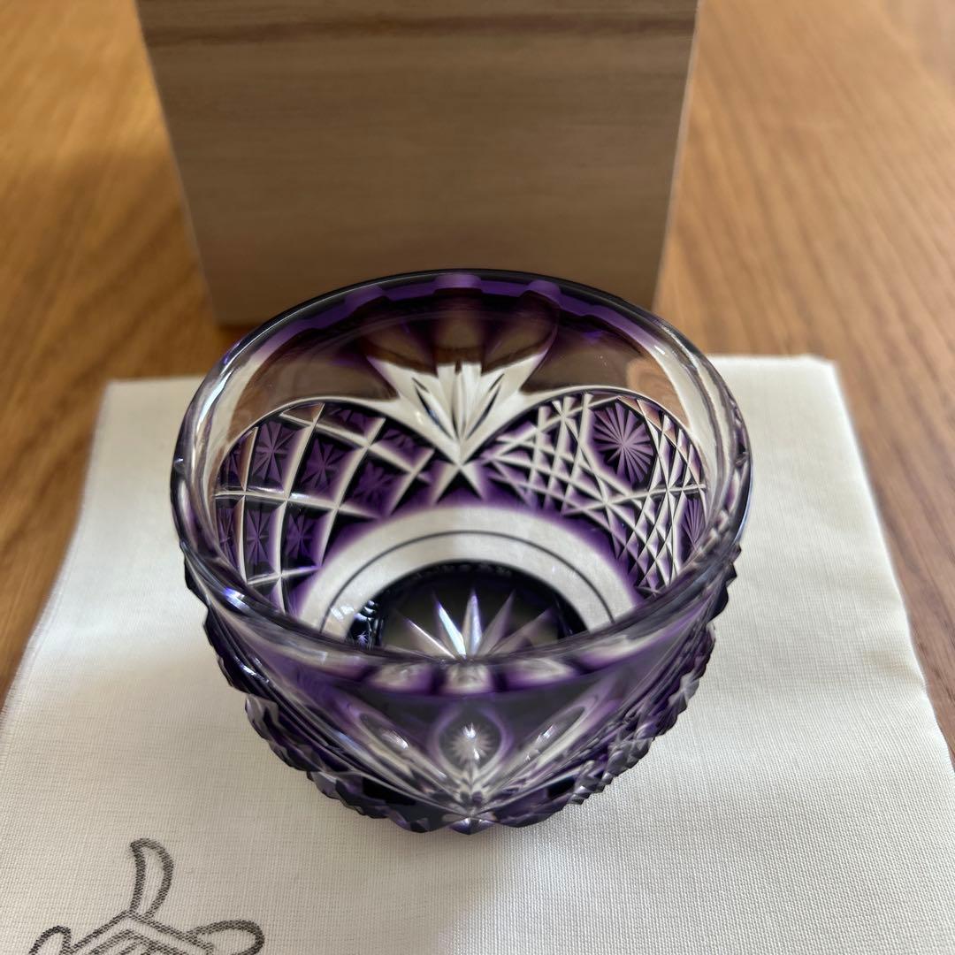 新品‼️薩摩切子、中根櫻龜、なかねおうき、希少、島津紫、ぐい呑