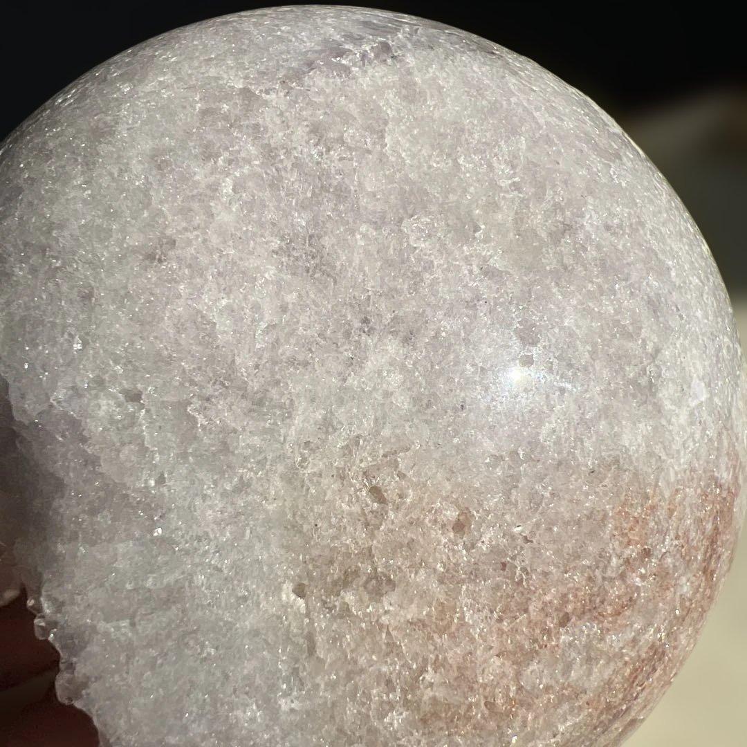 天然石　ラベンダーアメジスト　笑口　スフィア　台座付き