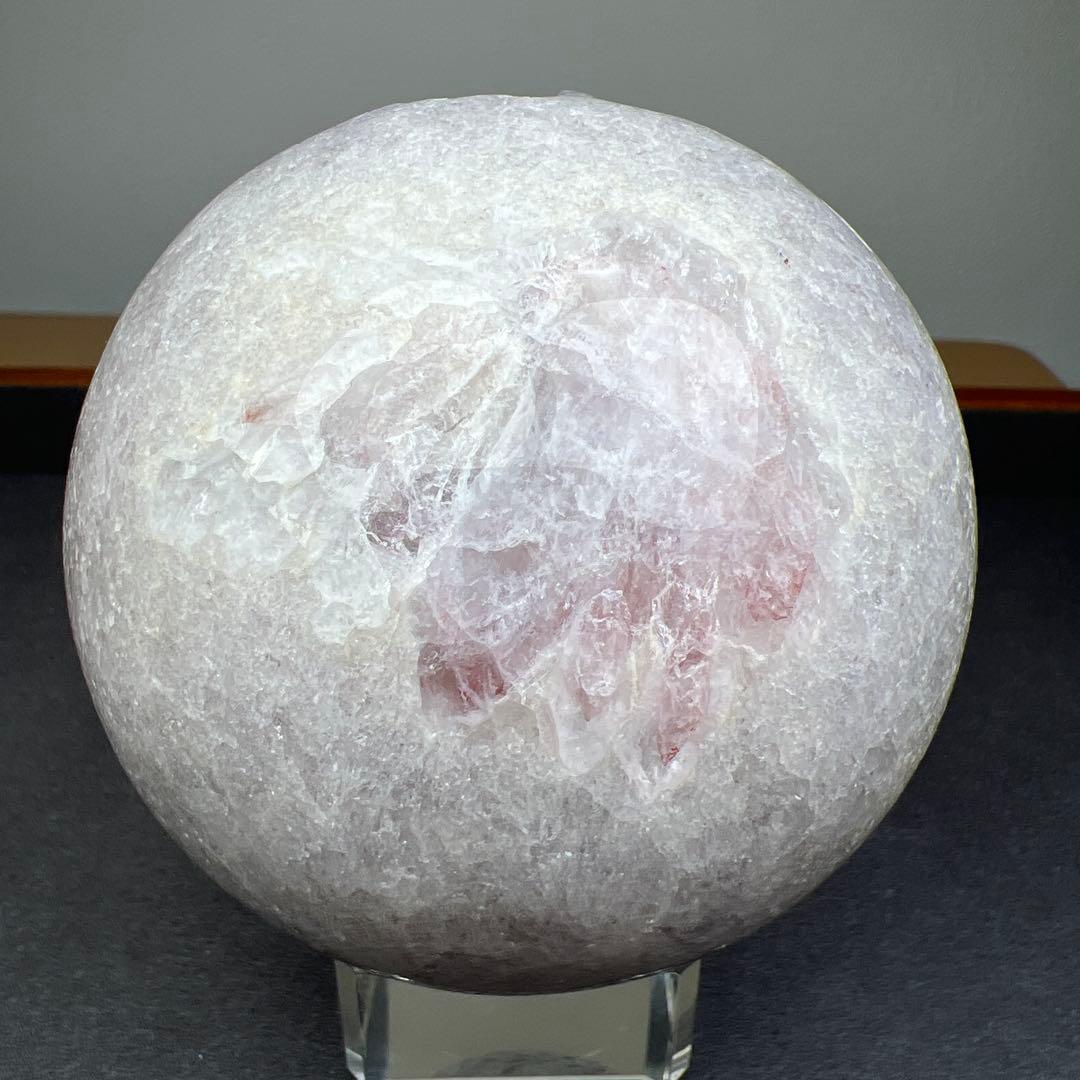 天然石　ラベンダーアメジスト　笑口　スフィア　台座付き