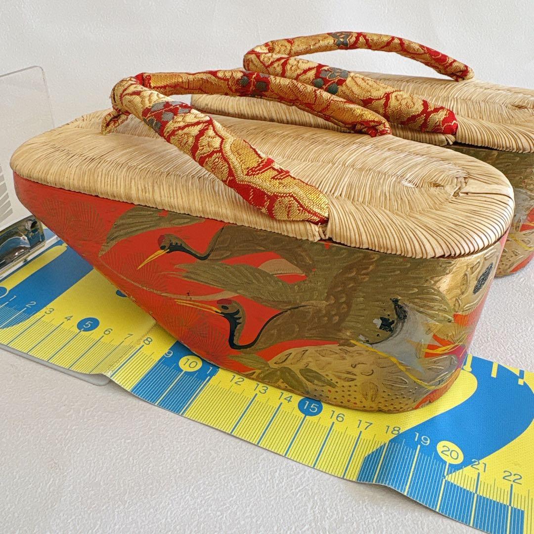 七五三　7歳女の子　ぽっくり　20ｃｍ　鶴松　鼻緒織柄　中古品