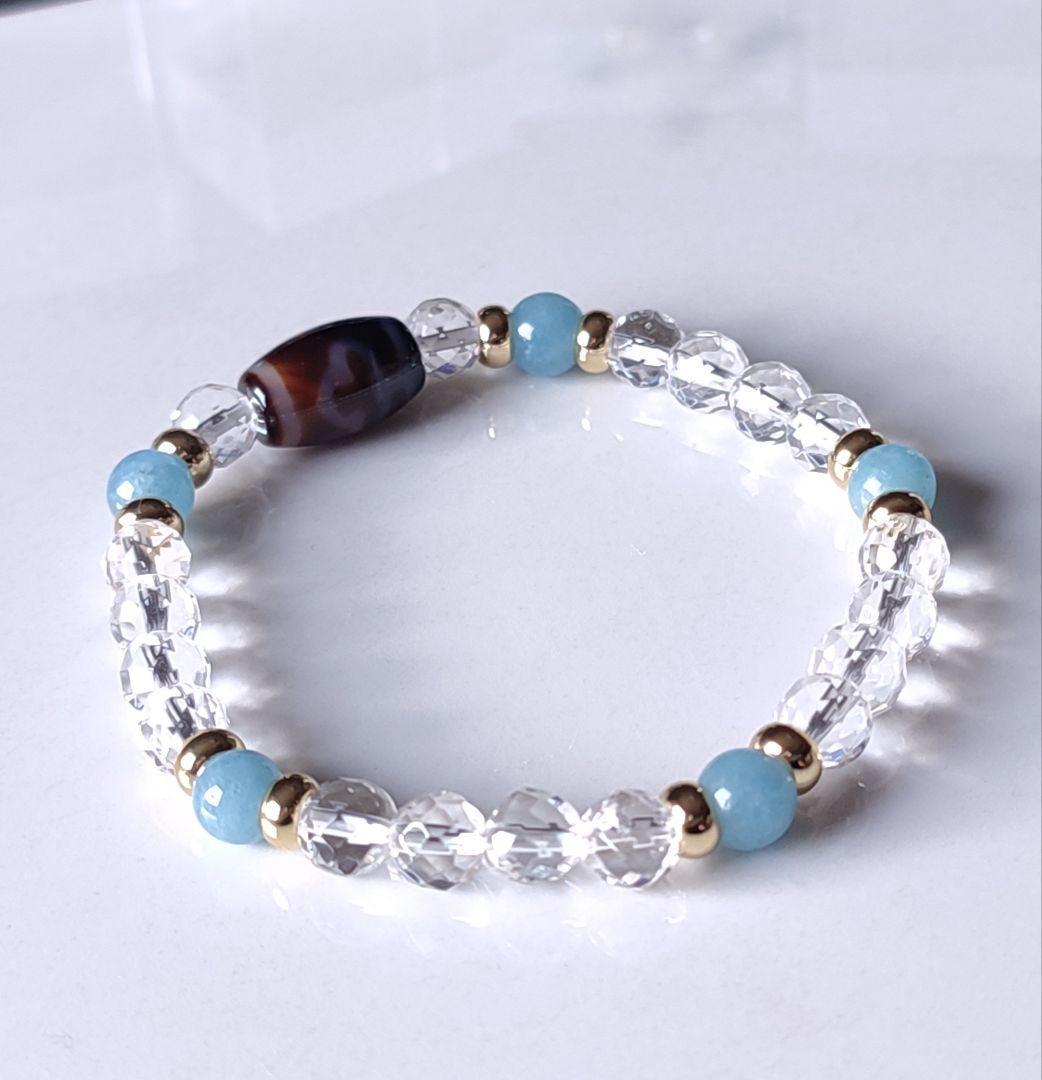 ◇愛される人に◇菩提天珠とアクアマリン・水晶のパワーストーン ブレスレット