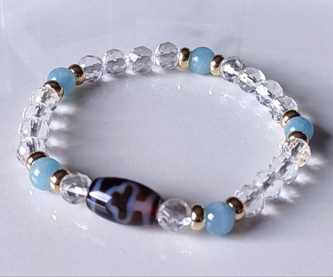 ◇愛される人に◇菩提天珠とアクアマリン・水晶のパワーストーン ブレスレット