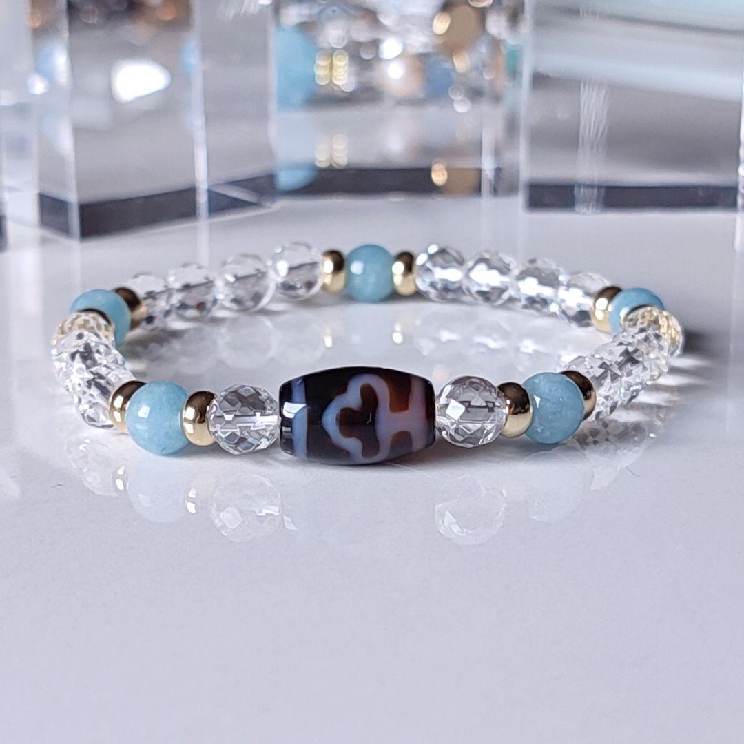 ◇愛される人に◇菩提天珠とアクアマリン・水晶のパワーストーン ブレスレット