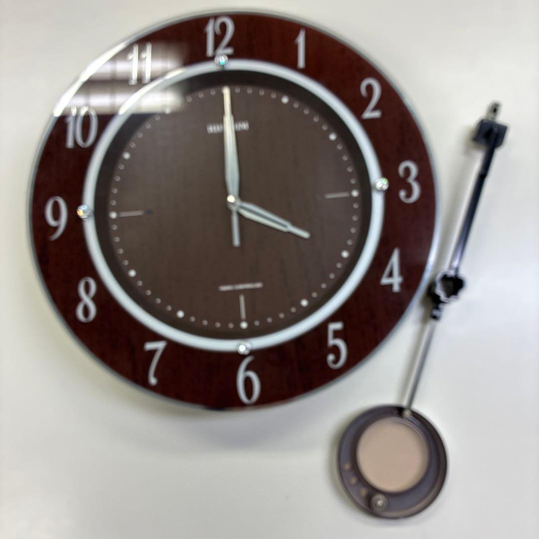 リズム RHYTHM 掛け時計 ブラウン 電波時計 DX 8MX403SR23