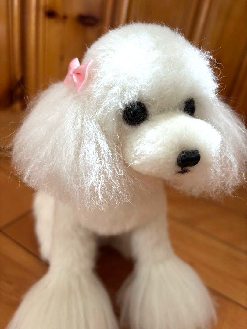 毛糸+羊毛フェルト トイプードル ホワイト（お好みでリボンお付けします）