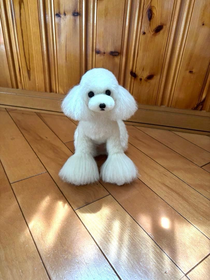 毛糸+羊毛フェルト トイプードル ホワイト（お好みでリボンお付けします）