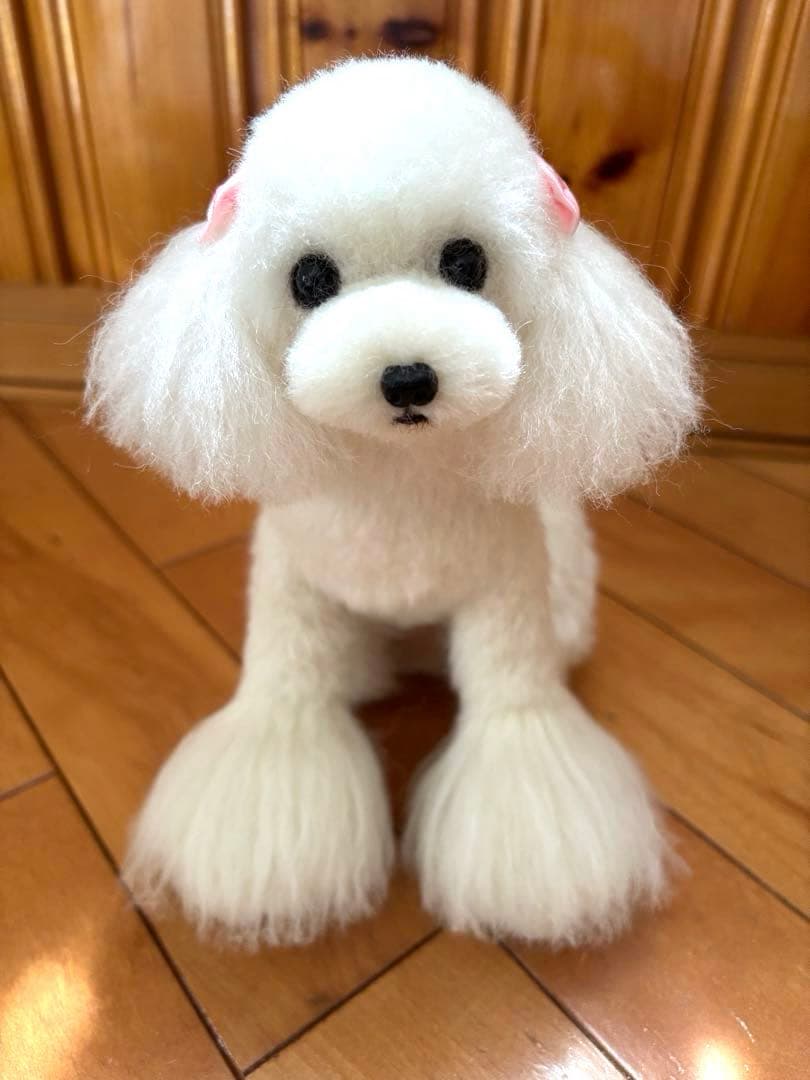 毛糸+羊毛フェルト トイプードル ホワイト（お好みでリボンお付けします）