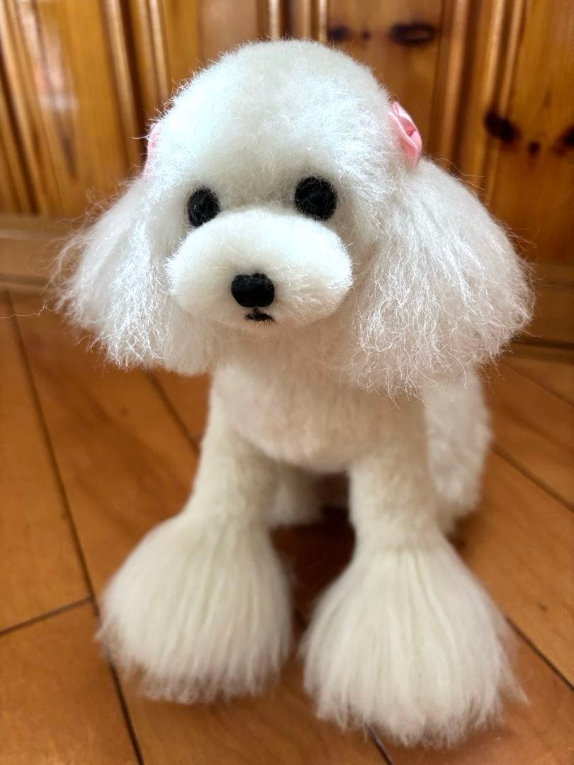 毛糸+羊毛フェルト トイプードル ホワイト（お好みでリボンお付けします）