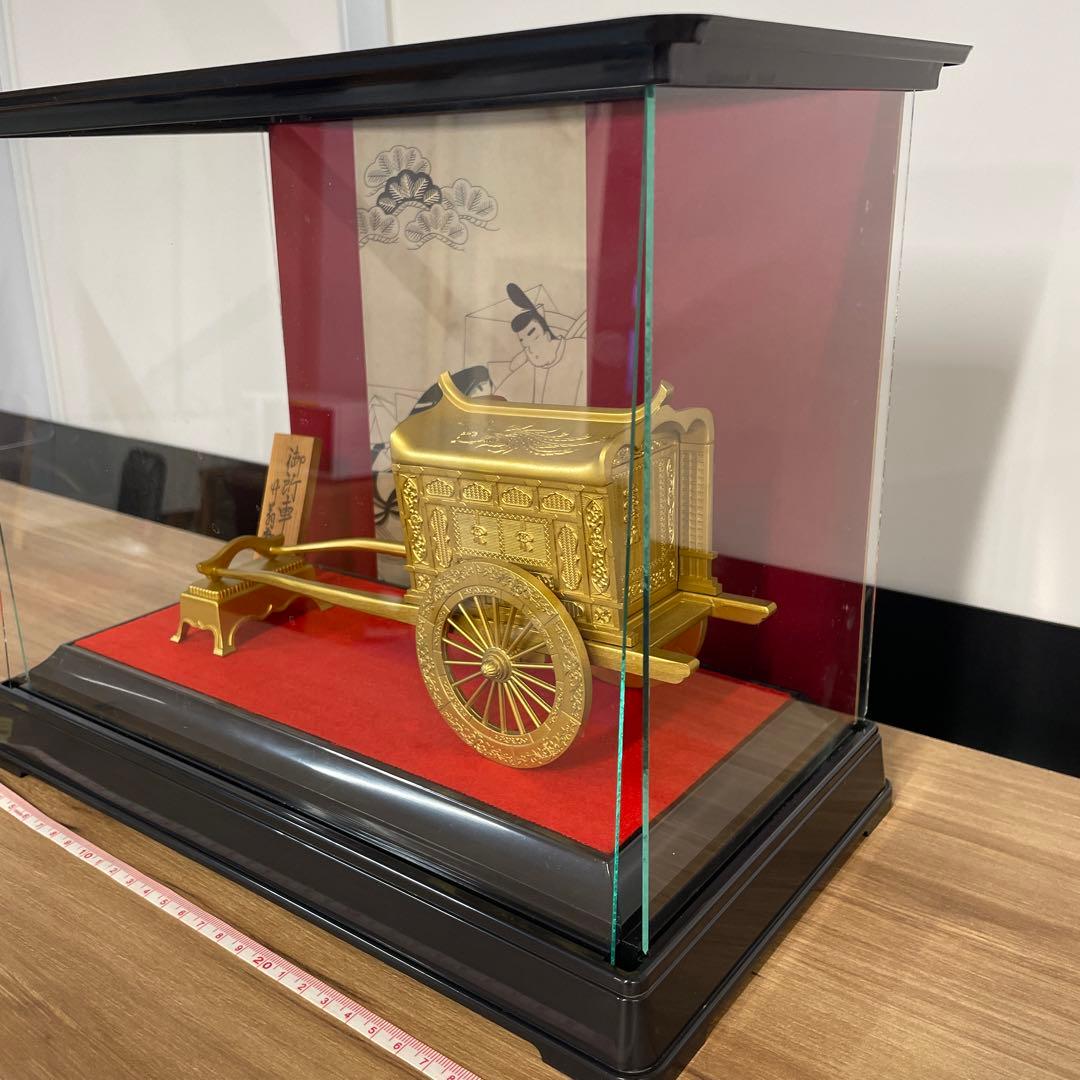 【美品】竹 翁斎　御所車　黄金御所車 鳳凰 金メッキ ガラスケース付　光る君へ