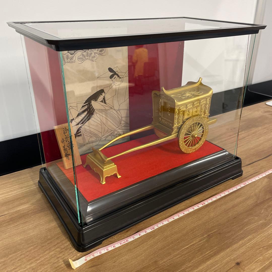 【美品】竹 翁斎　御所車　黄金御所車 鳳凰 金メッキ ガラスケース付　光る君へ