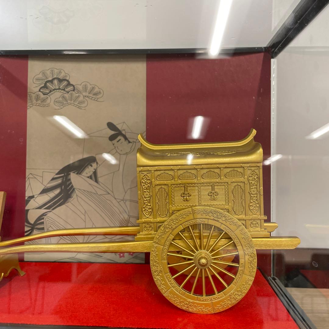 【美品】竹 翁斎　御所車　黄金御所車 鳳凰 金メッキ ガラスケース付　光る君へ