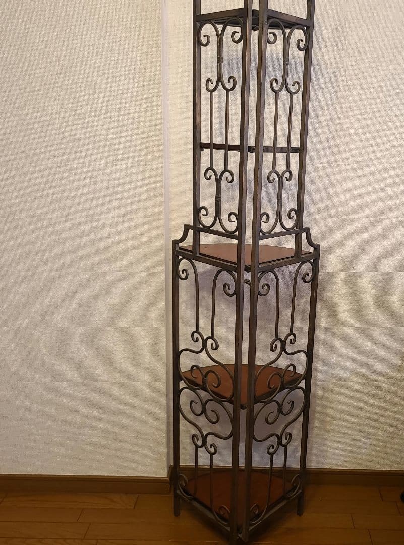 アンティーク調　折り畳み式　コーナーシェルフ