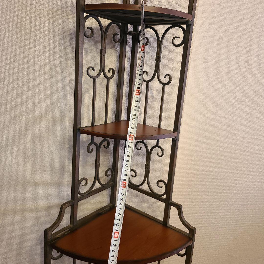 アンティーク調　折り畳み式　コーナーシェルフ