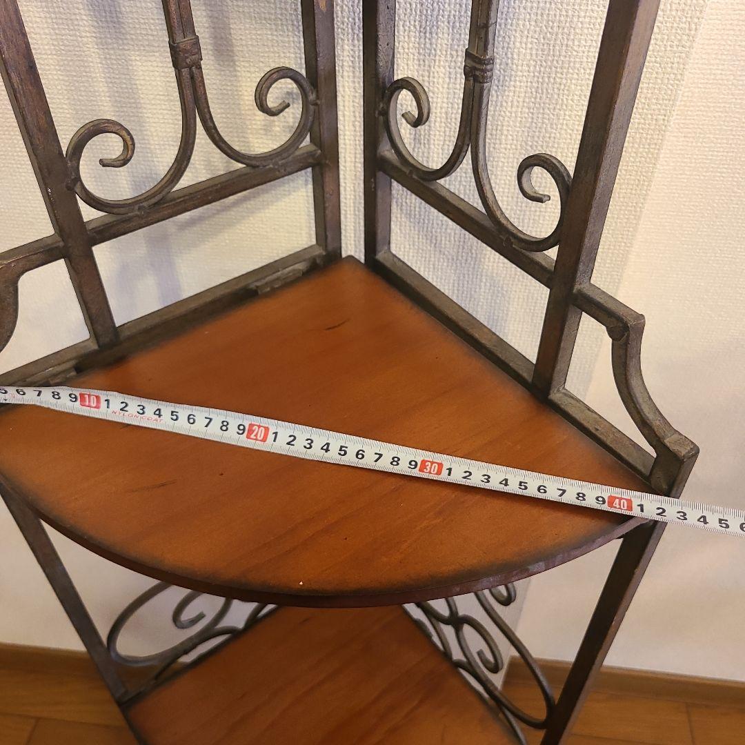 アンティーク調　折り畳み式　コーナーシェルフ