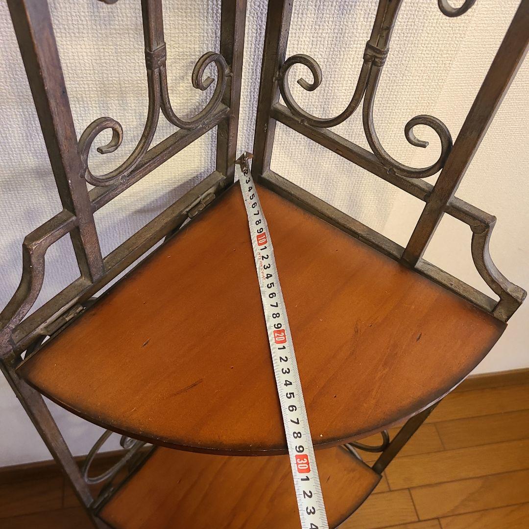 アンティーク調　折り畳み式　コーナーシェルフ