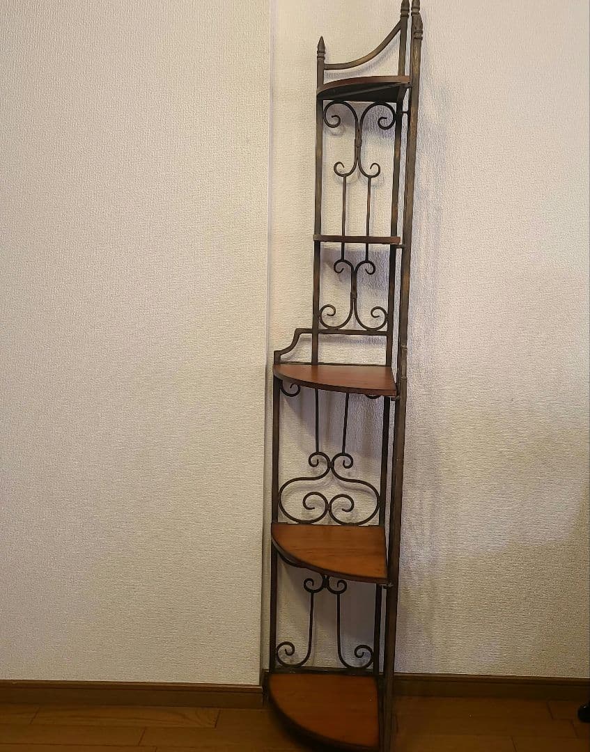 アンティーク調　折り畳み式　コーナーシェルフ