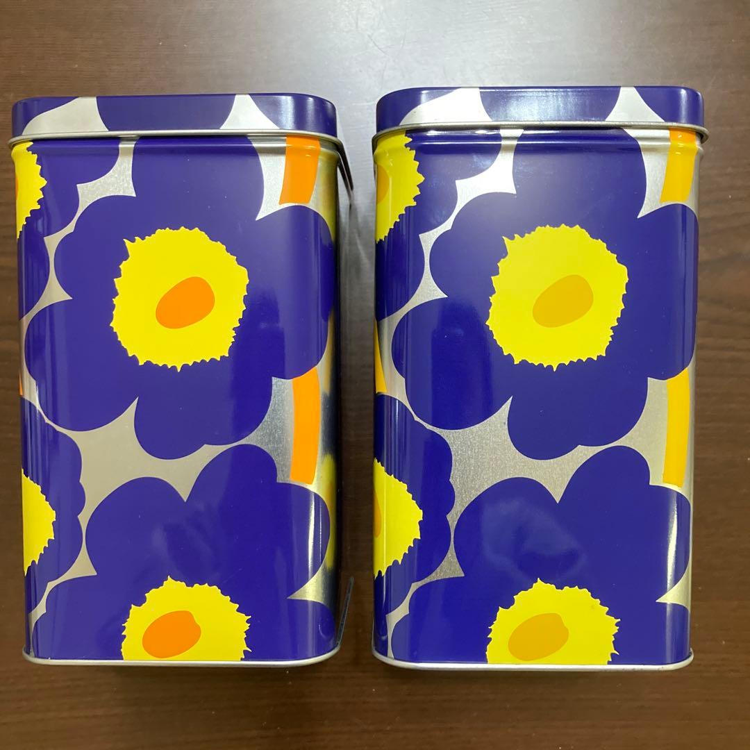 きれいめ　マリメッコmarimekko ブリキ缶　青ウニッコ　同柄2個セット