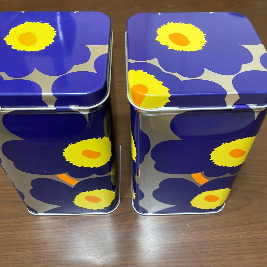 きれいめ　マリメッコmarimekko ブリキ缶　青ウニッコ　同柄2個セット