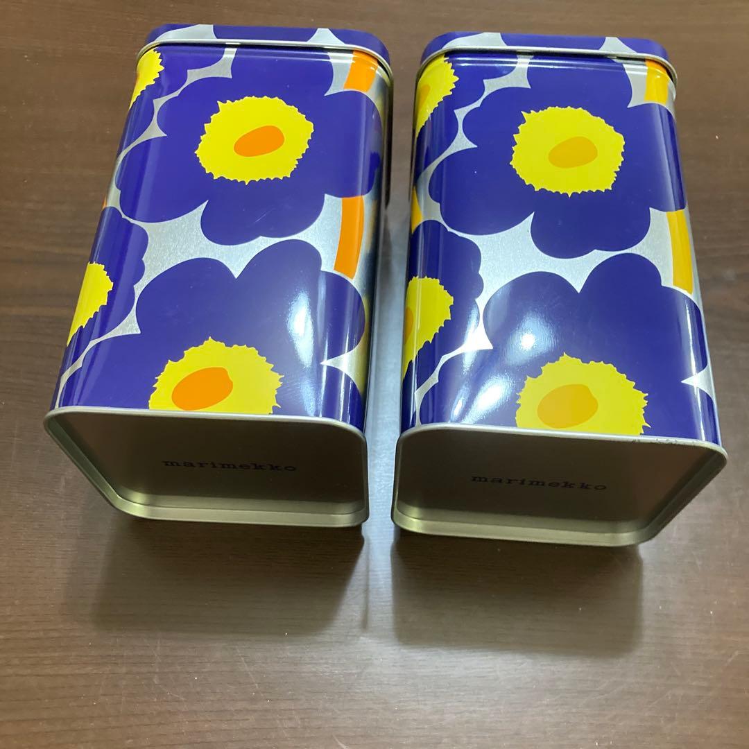 きれいめ　マリメッコmarimekko ブリキ缶　青ウニッコ　同柄2個セット