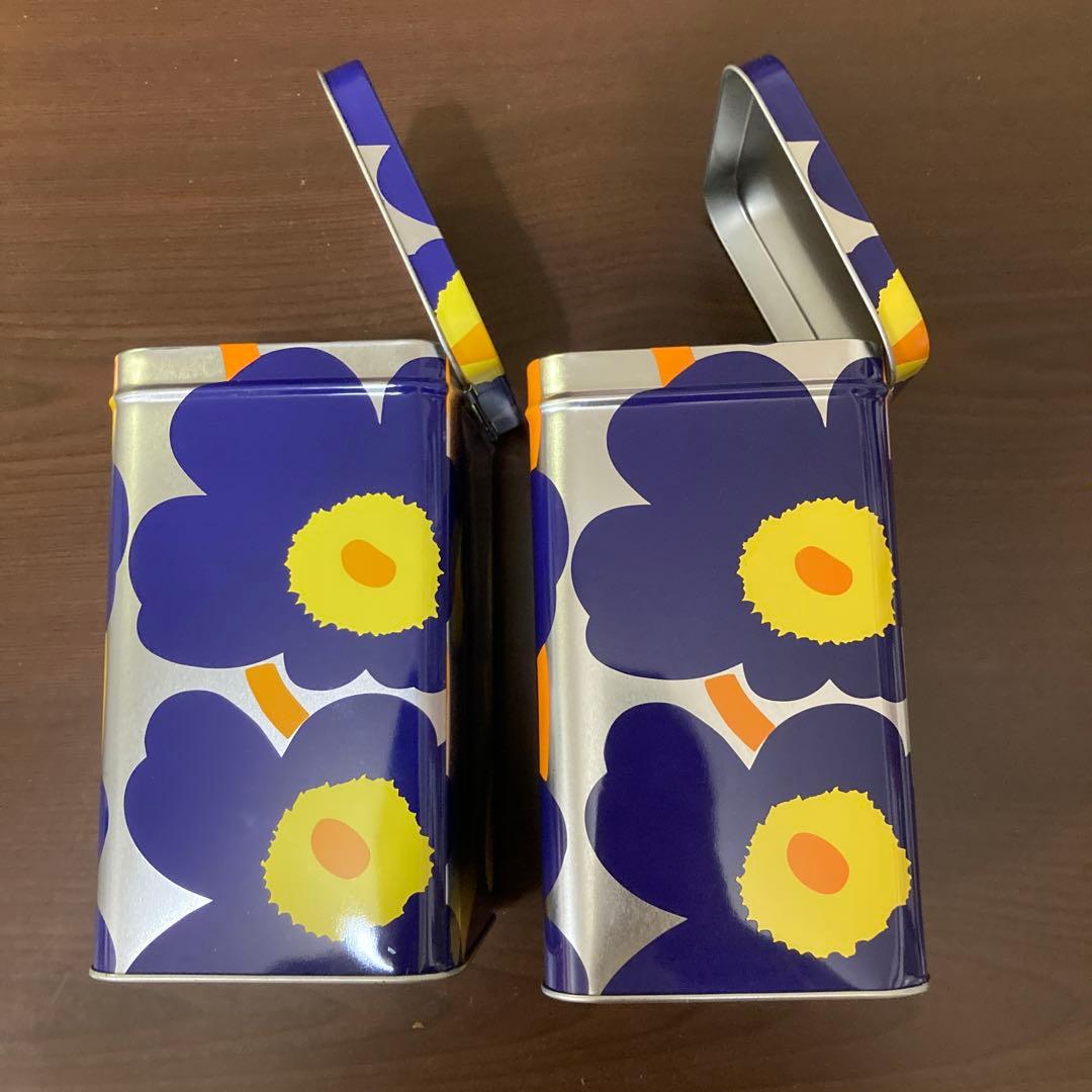 きれいめ　マリメッコmarimekko ブリキ缶　青ウニッコ　同柄2個セット