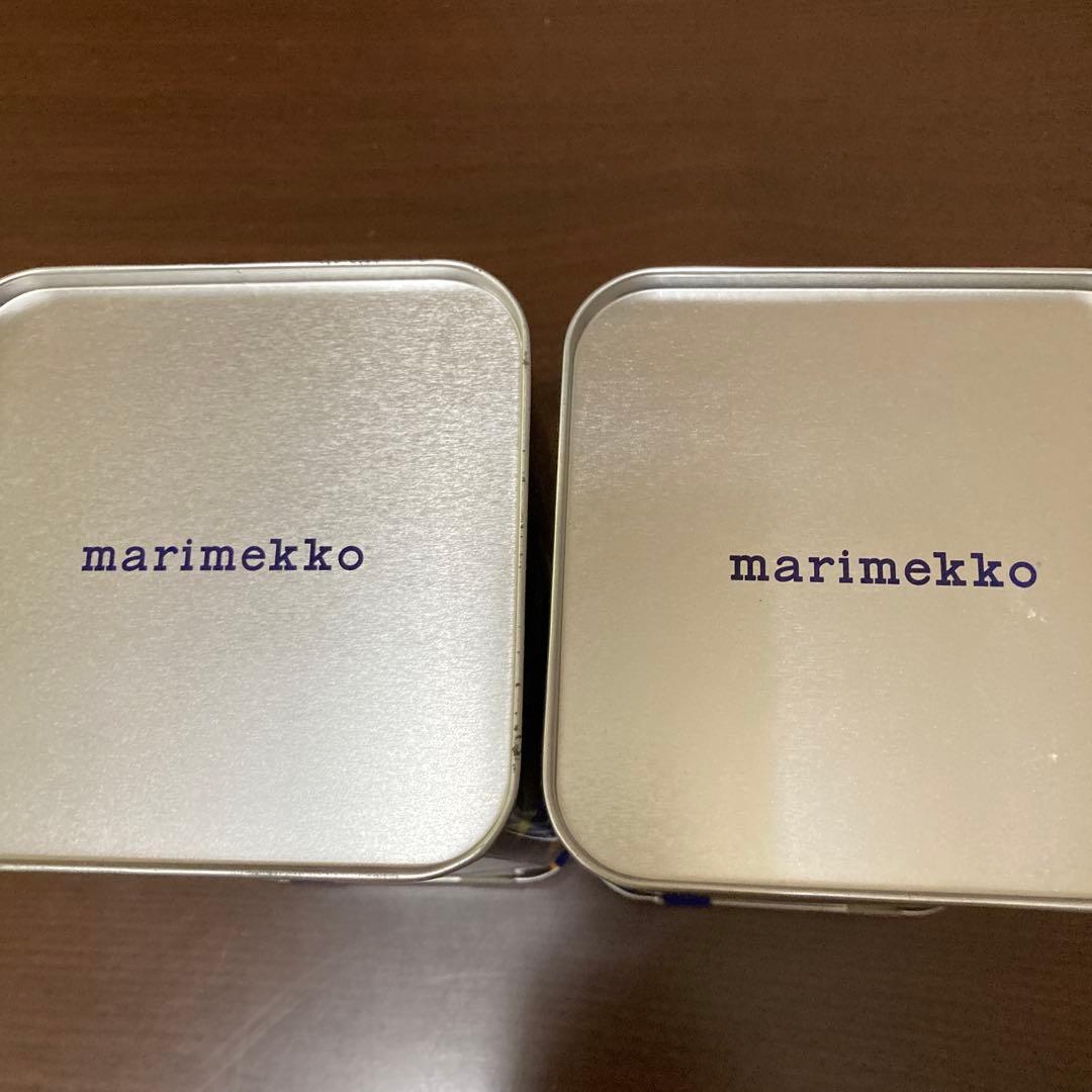 きれいめ　マリメッコmarimekko ブリキ缶　青ウニッコ　同柄2個セット