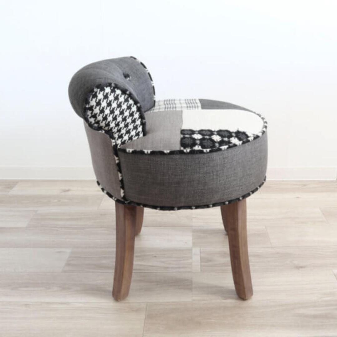 パッチワークチェア チェック柄 ダークグレー