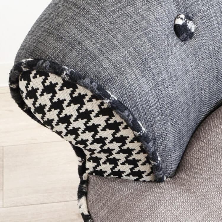 パッチワークチェア チェック柄 ダークグレー