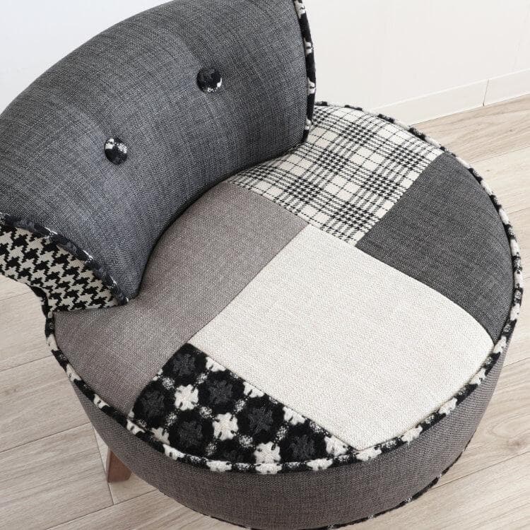 パッチワークチェア チェック柄 ダークグレー