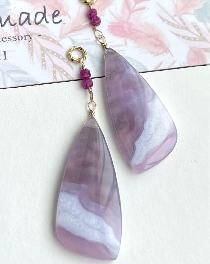 透け感あり優しいパープルアゲートピアスチャーム＊