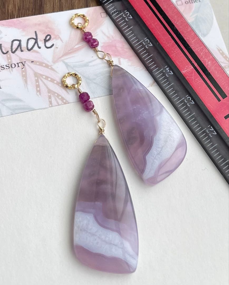 透け感あり優しいパープルアゲートピアスチャーム＊