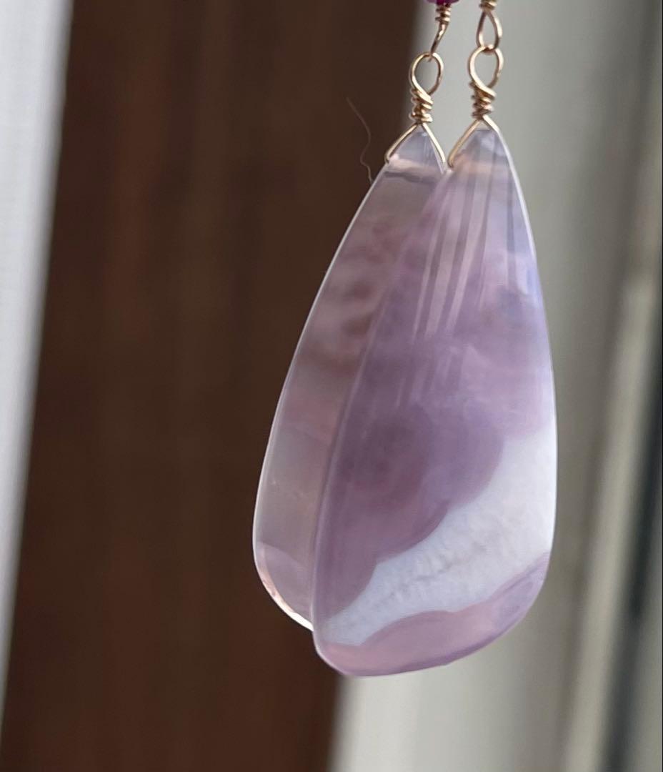 透け感あり優しいパープルアゲートピアスチャーム＊