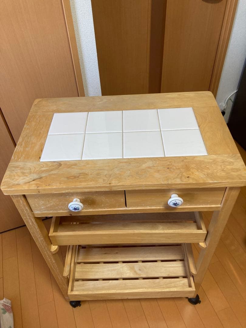 ★東京引取5千円引 木製キッチンワゴン